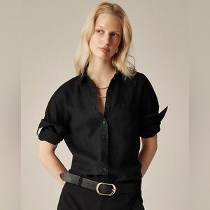 NWT J Crew Garçon Classic Button Up Shirt Baird McNutt Irish Linen Black Size 2